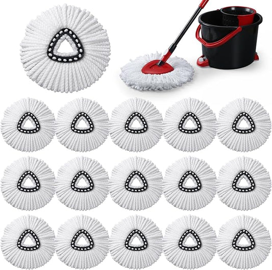 16 Pcs Spin Mop Replacement Heads, Microfiber Mop Replace Head White Large Deep Clean Refills Spin Mops for Easy House Cleaning Floor Mopping