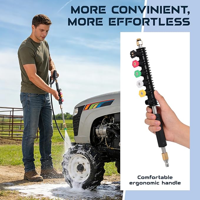 Pressure Washer Extension Wand Upgrade, 9 Pack Power Washer Lance with 6 Nozzle Tips, 30°,90°,120° Curved Rod, 1/4" Quick Connect, 4000 PSI