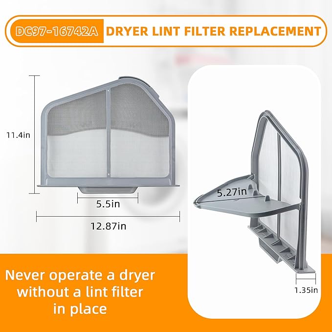 AMI PARTS DC97-16742A Dryer Lint Filter Case Screen Replacement Parts - Compatible with Samsung Dryer DV45H7000EW/A2 DV40J3000GW/A2