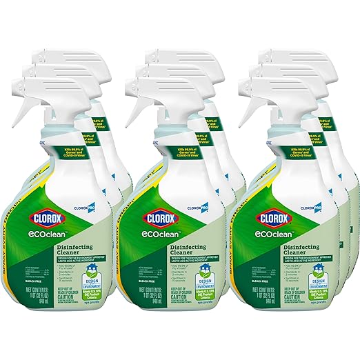 CloroxPro Clorox EcoClean Disinfecting Cleaner Spray Bottle, 32 Fluid Ounces, Pack of 9 (Package May Vary)