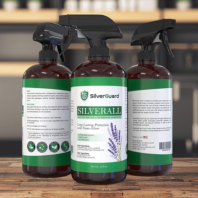 SilverAll Enhanced Hydrogen Peroxide Cleaner + Active Silver | All Purpose Cleaner with Long-Lasting Protective Silver Shield | Food Grade Hydrogen Peroxide 3 Percent | Lavender 1 Gallon
