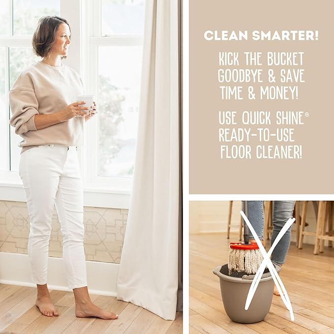 Quick Shine Hardwood Floor Cleaner 27oz, 6Pk| Use in Spray & Vac Mops| Removes Dirt & Scuff Marks| Ready-to-Use, Streak Free, No Rinse| Safer Choice Cleaner| Perfect for Gentle and Effective Cleaning