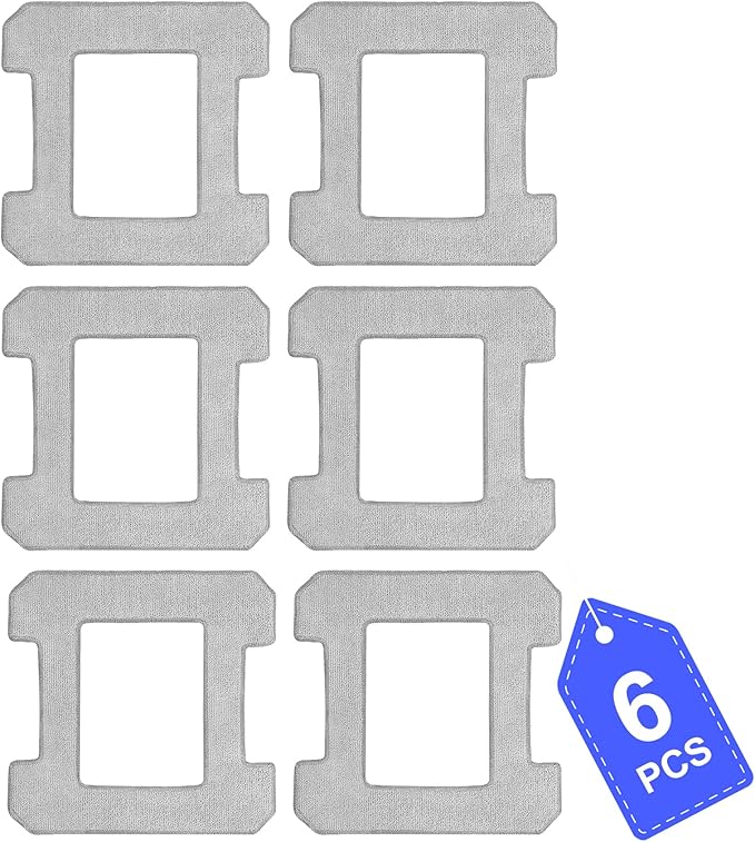 Cleaning Pads Compatible with Ecovacs Winbot W2/W2 Pro Omni W1/W1 Pro Window Vacuum Cleaning Robot Washable Reusable W2 Omni Mop Cloth W1 Mop Pad Accessories, 6 Pack