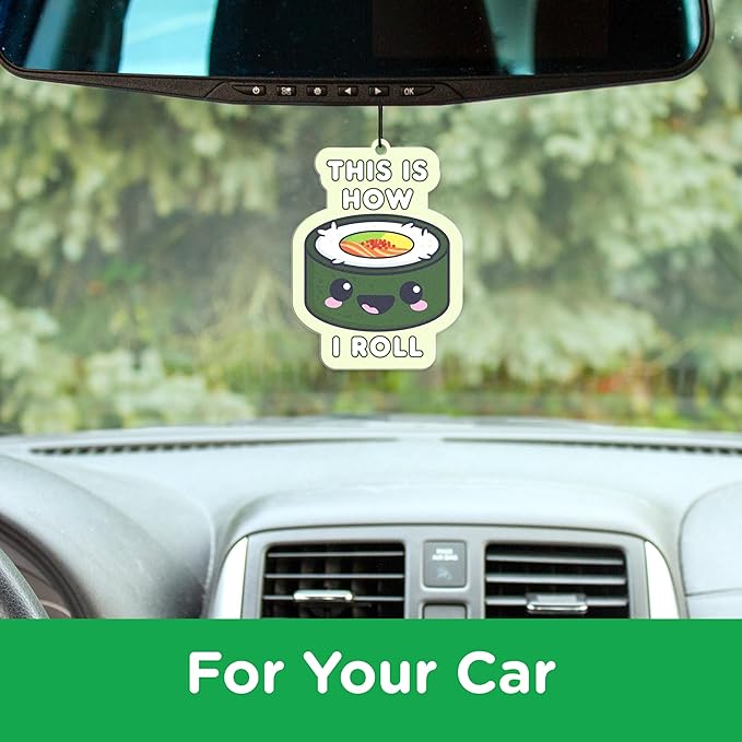 GAMAGO Sushi Car Air Freshener - Evergreen Pine Scented - Long-Lasting & Odor Eliminating - Funny Gift for Cars, Closets & Homes