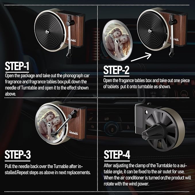 WOCOCN Customized Photo Car Air Freshener, Double-Sided Record Player Design, Unique Turntable Vinyl Shape,Meaning Gifts for Dad, Mom, Friends, Colleagues（9pcs）