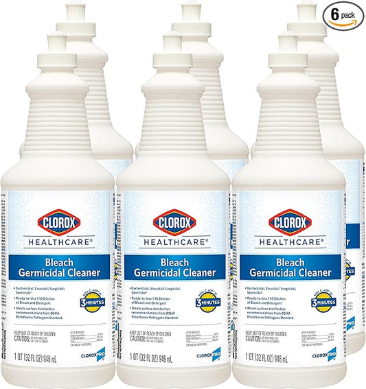 CloroxPro Healthcare Bleach Germicidal Cleaner Pull-Top, Healthcare Cleaning and Industrial Cleaning, 32 Ounces - 68832 (Pack of 6)
