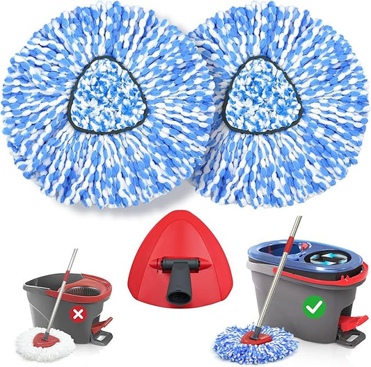 Mop Heads Replacements 2 Pack with Triangle Base for O-Cedaar RinseClean 2 Tank System