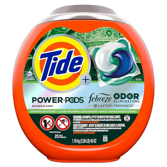 Tide Power Pods Laundry Detergent Pacs with Febreze, Botanical Rain Scent, Febreze Freshness with Odor Eliminators