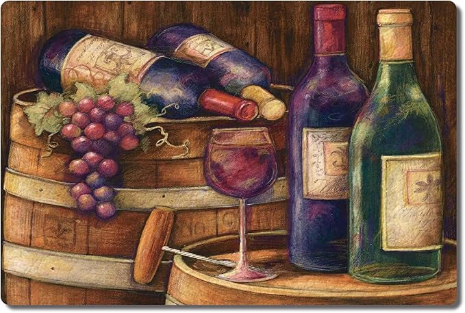 Wine Theme Kitchen Mat 2x4ft/24x48in Non-Slip Backing Kitchen Rugs and Mats Pattern Printed Farmhouse Decor Washable Floor Mat