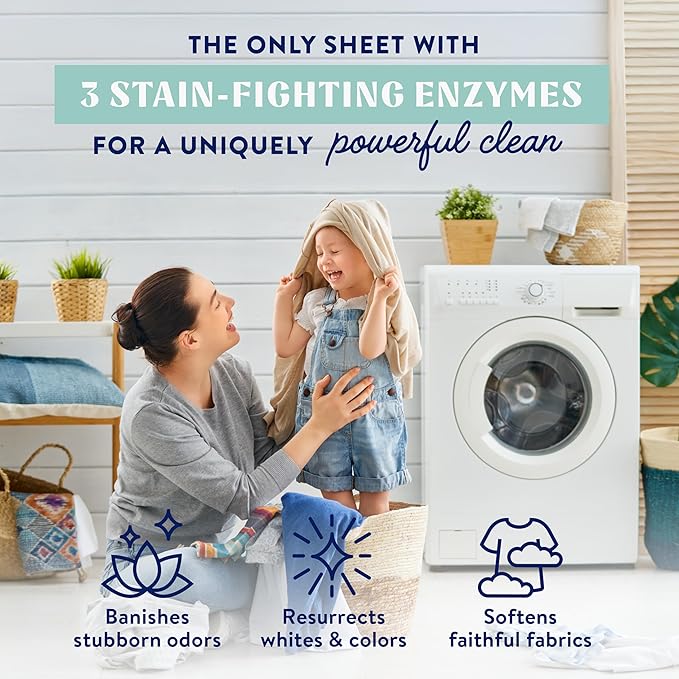 Cleancult Laundry Detergent Sheets - Resealable Box - 3 Stain Fighting Enzymes - Fragrance Free - 60 Loads - Free of Harsh Chemicals - No Mess - No Plastic Waste (Pack of 2)