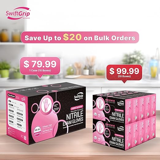 Pink Disposable Gloves, X-Small, Disposable, Latex-Free, Food-Safe, Powder-Free, 1000-ct Case