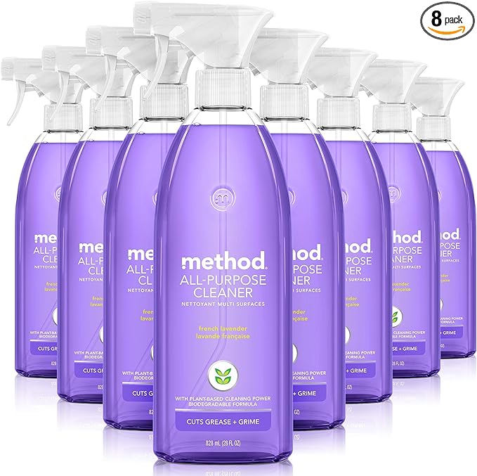 Method All-Purpose Cleaner Spray, French Lavender, Perfect for Most Counters, Tiles and More, 28 Fl Oz, (Pack of 8)