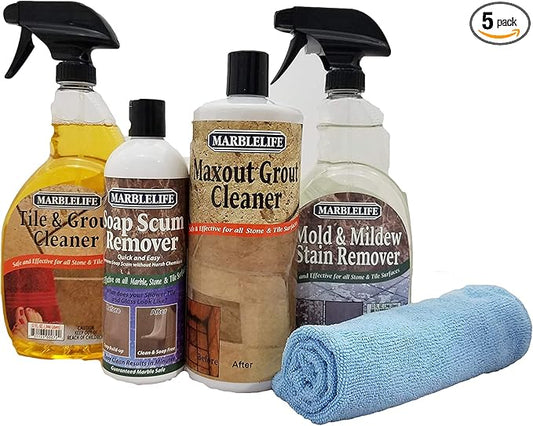 Marblelife Clean & Fresh Kitchen & Bathroom Care Kit – Tile & Grout – (TGC-41240, SSR-41200, MAX-41300, MMSR-41190, MFT-55225)