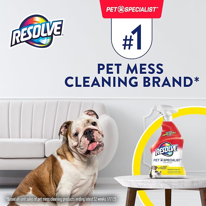 Resolve Pet Specialist Urine Destroyer Carpet Cleaner Spray – Urine Eliminator for Pet Stains & Odors Up to 7 Days Old, 22oz