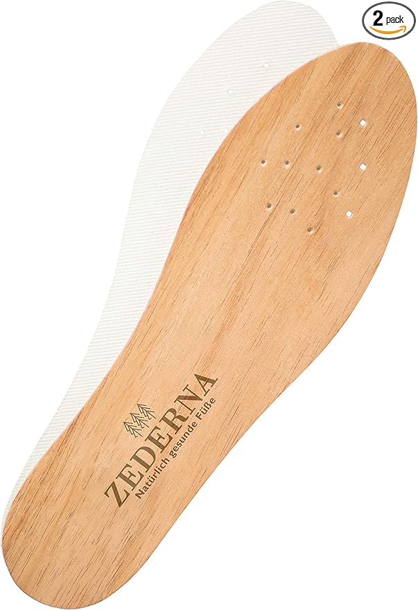 Zederna Cedar Wood Shoe Insoles 1 Pair, Cedar/RedUS M 3.5/ W 5/ EU 35