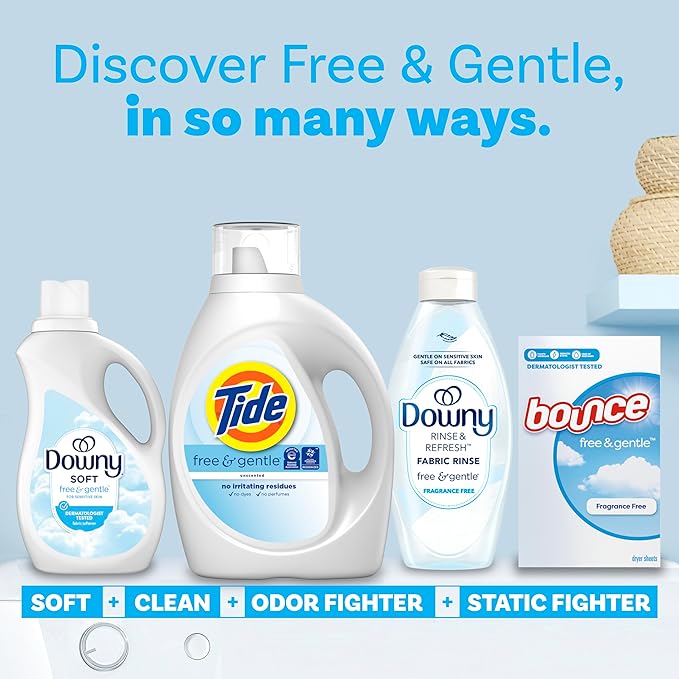 Tide Free & Gentle Liquid Laundry Detergent, 113 Loads, 149 fl oz, Tide Laundry Detergent, Clean Laundry Detergent, Free of Dyes and Perfumes, Hypoallergenic Formula Gentle On Sensitive Skin