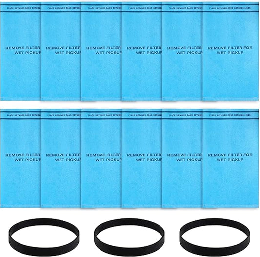 12 Pack 38737 Dust Filter Bags Replacement for Craftsman 2 to 2.5 Gallon Wet/Dry Vacuums and Powerhead Bucket Vac, with 3 Retaining Bands Blue, Part# 9-38737/CMXZVBE38737, WORKSHOP, WS01025F2, VF2000