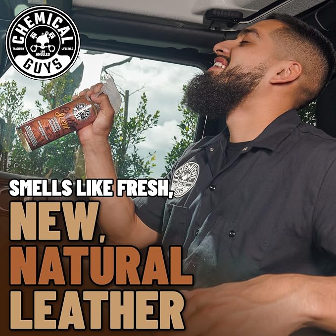 Chemical Guys AIR_102_1602 Leather Scent Premium Air Freshener and Odor Eliminator, Long-Lasting, Just Like New Scent for Cars, Trucks, SUVs, RVs & More, 16 Fl Oz (2 Pack)