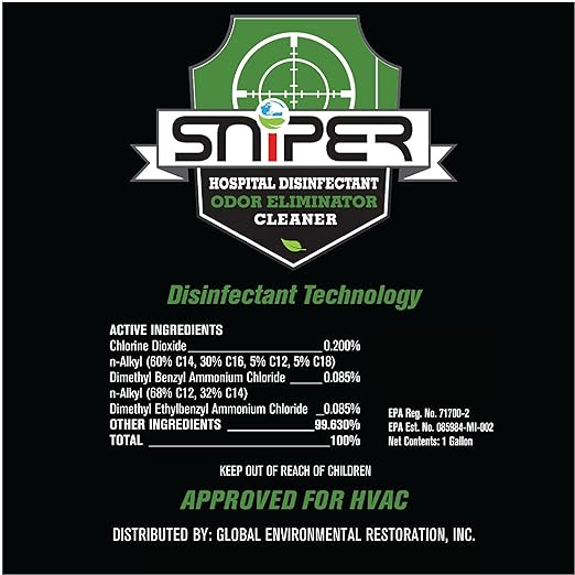 SNiPER Hospital Disinfectant, Odor Eliminator & All-Purpose Cleaner, 16 Ounce Spray, 12-Pack