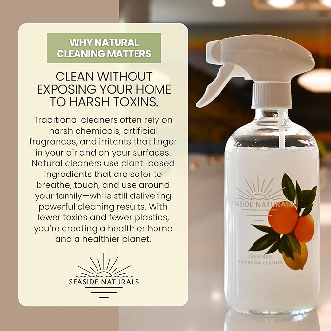Clarity Kit – Non-Toxic Glass & Mirror Cleaner with Refillable Glass Spray Bottle – Plant-Based, Essential-Oil Powered, Streak-Free Formula Safe for Kids, Pets. 1oz - makes 1 bottle