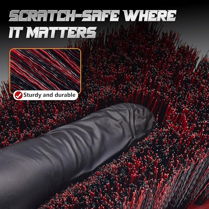 Wheel & Tire Brush Set, 2 Pack Car Wheel Brush & Tire Cleaner Brushes, Soft Bristle Rim Brush and Stiff Tire Scrub Brush, Scratch-Free Wheel Cleaning Kit for Car Detailing, Trucks, SUVs