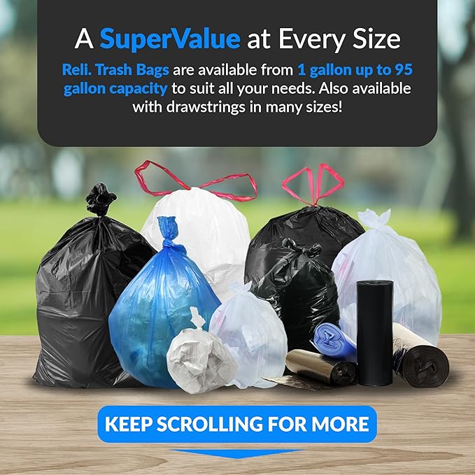 Reli. 30-33 Gallon Trash Bags Heavy Duty | 250 Count Bulk | Black Large Trash Bags 30+, 32 Gallon | Made in USA (Pack of 2)