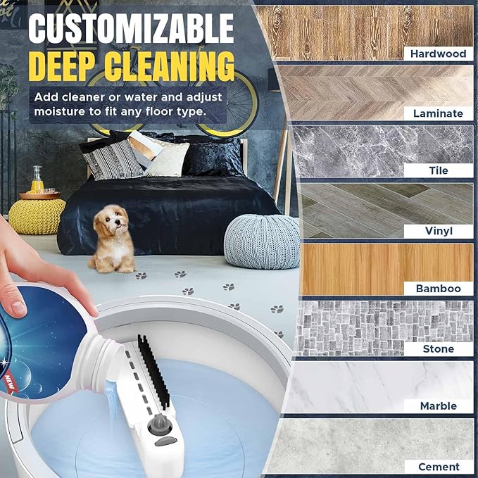 VENETIO Innowellclean Microfiber Spin Mop and Bucket Set with Patented Water Filtration System - Deep Self Cleaning/Dry/Wet All-In-One Floor Mop for Home Hardwood, Tile - Ideal for Pet Owners (2 Pads)