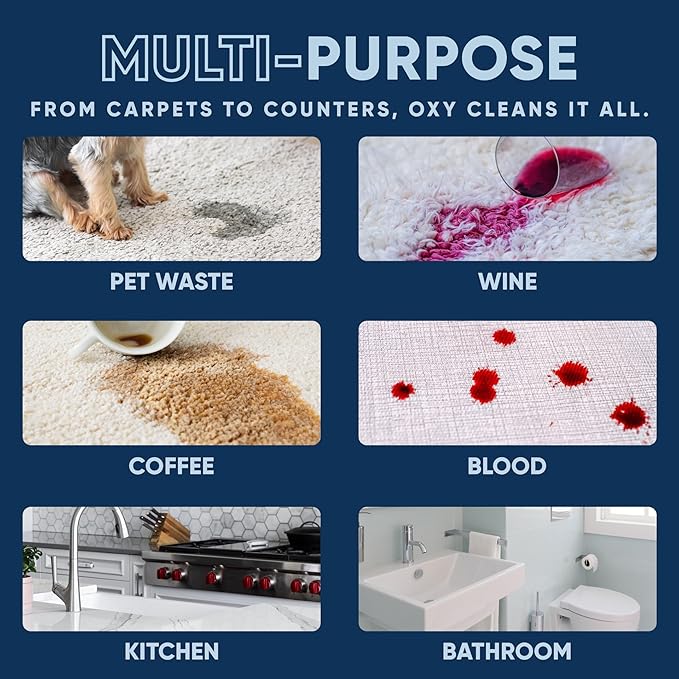 Oxy Pet Carpet Cleaner Spray | Pet Stain Remover for Pet Urine, Cat Pee, Dog Poop | Deep Spot Treating Action on Carpeting, Upholstery, Laundry, Pet Beds & More (128 Fl Oz)