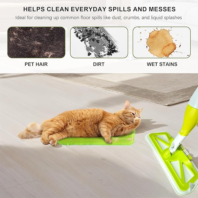 360°Rotating Spray Mop,Dust Mop with Water Spray Bottle for Floor Cleaning,Reusable Washable Microfiber Pads for Hardwood Tile Floors