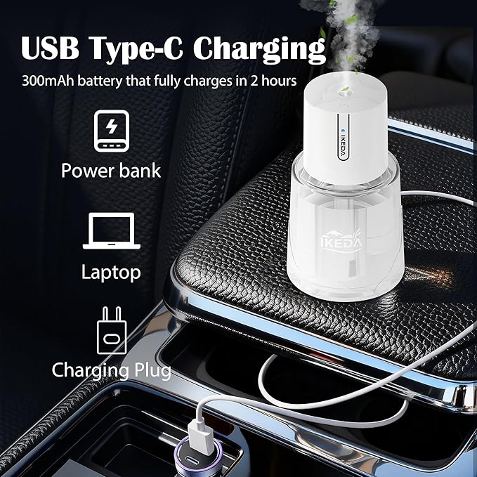 Ikeda Fragrance Smart Car Air Freshener,100ml Essential Oil Mist Aroma Machine, 3 Mode Mini Small Scent Spray for Truck & Car with Touch Switch, Automotive Aroma Diffuser for Gift(White, Milk-Aromas)