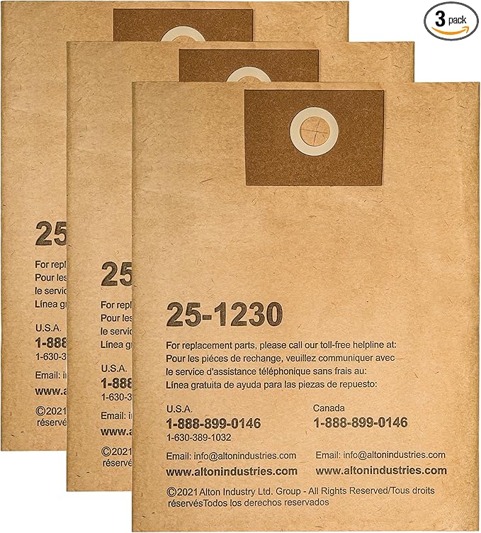 Stanley 25-1230 4-5 Gallon Disposable Filter Bag for Wet/Dry Vacuums, 3-Pack