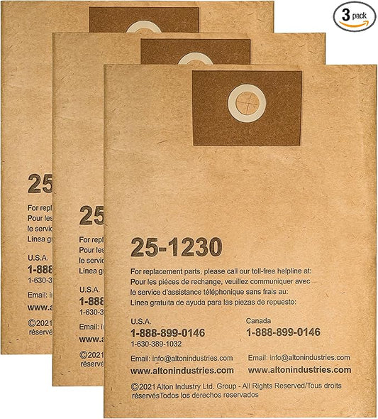 Stanley 25-1230 4-5 Gallon Disposable Filter Bag for Wet/Dry Vacuums, 3-Pack