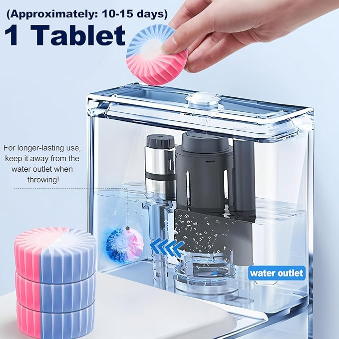 Automatic Toilet Bowl Cleaner Tablets, 10 Pack Long-Lasting Toilet Tank Cleaner for Bathroom, Blue Water Freshener, Prevents Stains & Odor, Safe for All Toilets - 10 Pack (Pink+Blue)