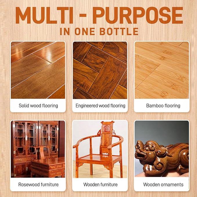 5 - in - 1 Wood Floor Cleaner, Deep Stain & Odor Remover for Hardwood, Tile & Laminate - Quick Shine, 500ml Amber Scented Professional - Grade Formula (2)