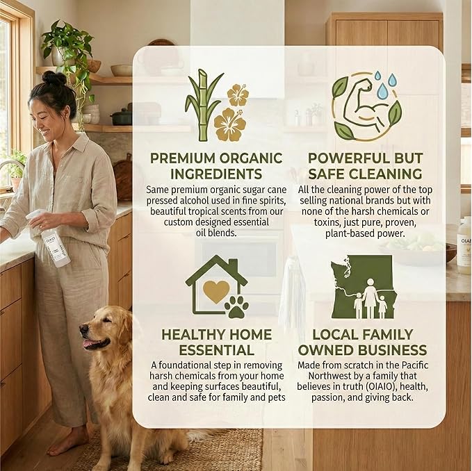 Non-Toxic Wood Cleaner - Natural Organic Ingredients that Truly Perform - 24oz - Light Coconut & Palo Santo Scent