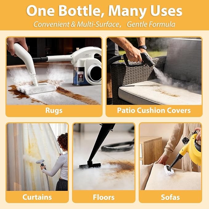 Snowlily 20X Concentrated Multi-Surface Steam Cleaning Solution for All Steam Mops & Machines – Cleans Floors, Curtains, Carpets & Fabrics, Fresh Floral Scent, 16.9 fl oz (Orange)