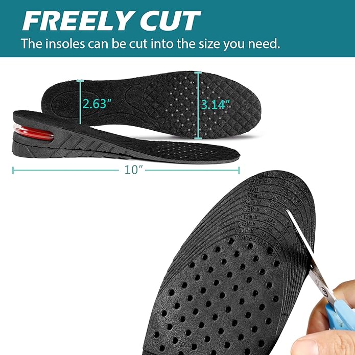 Shoe Lifts for Men & Women Height Increase Insoles Air Cushion Heel Inserts Orthotic Heel Shoe Lifts Kit Taller Insoles Variable Height 1.2-3.54Inch