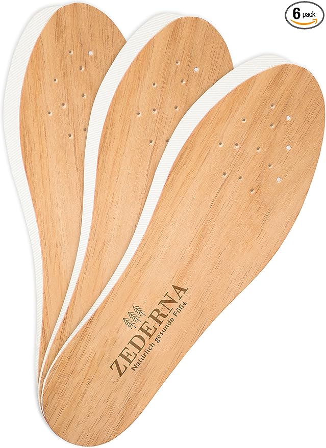 Zederna Cedar Wood Shoe Insoles Men & Women, 3 Pairs, Against Foot & Shoe Odor, Shoe Inserts for Women & Men, Shoe Odor Absorber, Against Smelly Feet. Natural Cedar Sole Inserts, Shoe Deodorizer