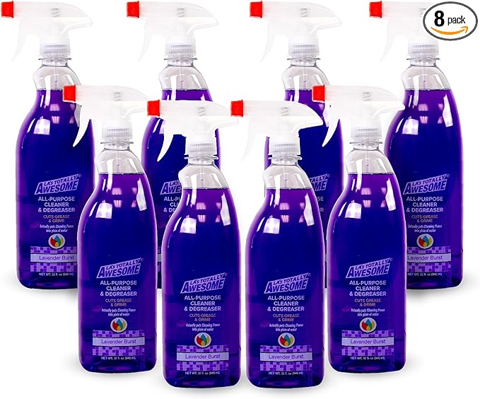 La's Totally Awesome All-Purpose Cleaner Spray, Lavender Burst, Plant-Derived Formula Perfect for Most Counters, Sinks, Appliances and More, 32 Fl Oz, (Pack of 8)