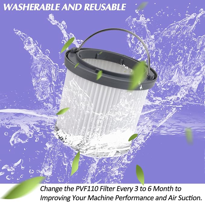Pvf110 Replacement Filter for Black and Decker Cordless Pivot Vac Bdh2000pl, Phv1810 and Bdh2020fl, Bdh2020flfh, Bdh1620flfh Flex Hand Vacuum, Part #90552393, 4 Pack