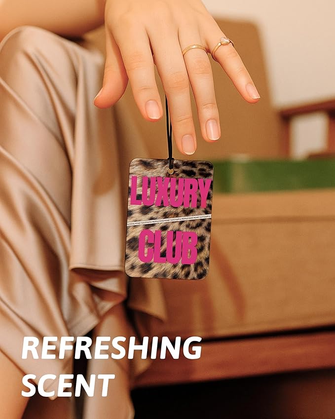 Hot Pink Cheetah Print Car Air Freshener 4 Pcs, Funky Coquette Bow Leopard Print Lucky 8 Ball Hanging Air Freshener for Cars Closet Drawer Books, Girly Car Accessories Mirror Decor for Women