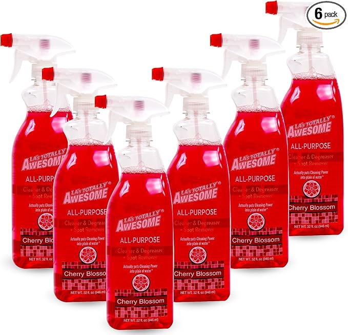 La's Totally Awesome All-Purpose Cleaner Spray, Cherry Blossom, Plant-Based and Biodegradable Formula Perfect for Most Counters, Sinks, Appliances and More, 32 Fl Oz, (Pack of 6)