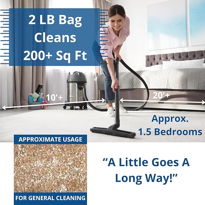 SaniClean Dry Carpet & Rug Cleaning Powder – Deep Cleans, Spill Cleanup, Spot & Stain Remover, Pet Mess | Brush In, Vacuum Out | For Large Areas Or Spot Treatment | No Harsh Chemicals (2 Pound Bag)