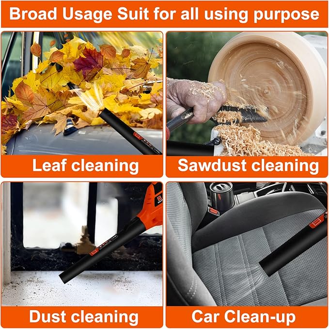 21V Leaf Blower Cordless | Handheld Electric Lightweight Blower with 2.0Ah Rechargeable Battery & Fast Charger | Adjustable Speeds, Portable Design for Lawn, Patio, Yard, Sidewalk Cleaning