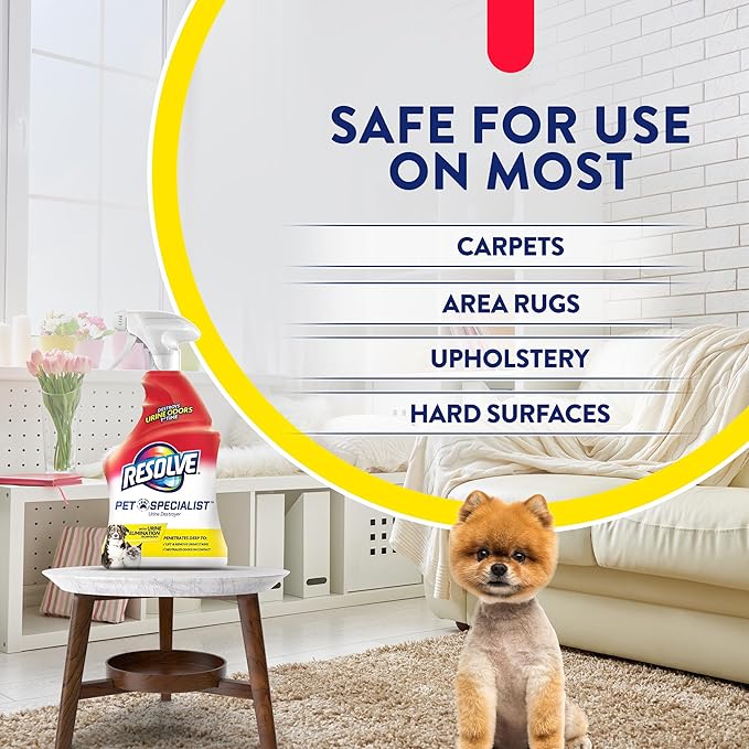 Resolve Pet Specialist Urine Destroyer Carpet Cleaner Spray – Urine Eliminator for Pet Stains & Odors Up to 7 Days Old, 22oz