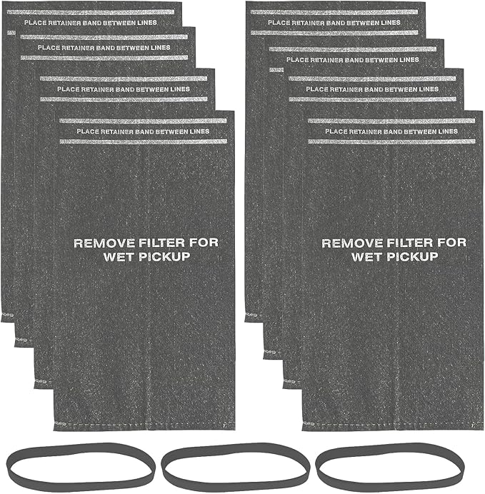 8 Pack 38737 Dust Filter Bags Replacement for Craftsman 2 to 2.5 Gallon Wet/Dry Vacuums and Powerhead Bucket Vac, Part# CMXZVBE38737 / 9-38737, with 3 Retaining Bands