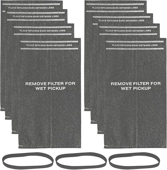 8 Pack 38737 Dust Filter Bags Replacement for Craftsman 2 to 2.5 Gallon Wet/Dry Vacuums and Powerhead Bucket Vac, Part# CMXZVBE38737 / 9-38737, with 3 Retaining Bands