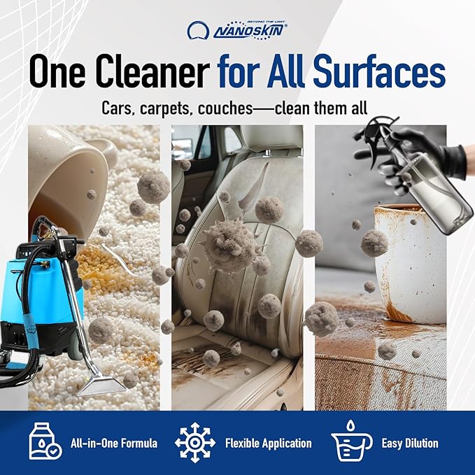 Nanoskin EXTRACTOR SHAMPOO Low Foaming Carpet Cleaner 16 Oz. - Machine Use Upholstery Cleaner, Stain Remover & Odor Eliminator on Rug Car Upholstery Carpets | For Automotive, Home, Office & More
