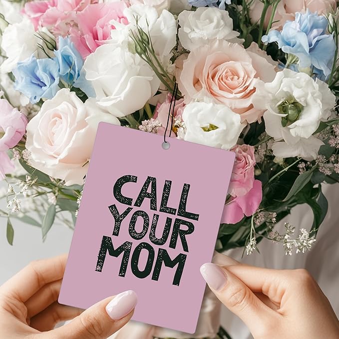 Mancheng-zi Funny Call Your Mom College Dorm Air Freshener 3Pcs, Back to School College Girls Gifts Air Freshener Hanging for Dorm Cars Closet Drawer or Books, Funny Pink Dorm Decor