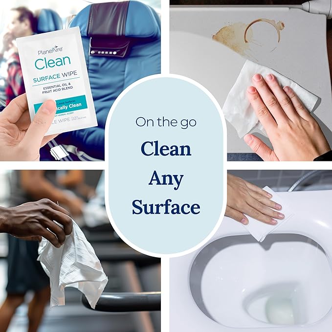 Clean Duo | Travel Size Surface Cleaner | Air Freshener | Surface Cleaning Wipes | Individually Wrapped Wipes | All Purpose Cleaning Spray | Travel Essentials | Cleaning Supplies | Essential Oils